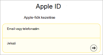 Képernyőkép az Apple ID-bejelentkezésről