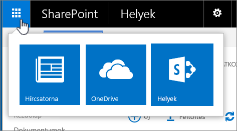 SharePoint 2016 alkalmazásindító csempékkel