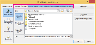 Edit hyperlink dialog box