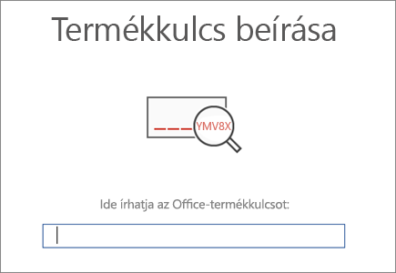 Az Office-termékkulcs megadására szolgáló képernyő