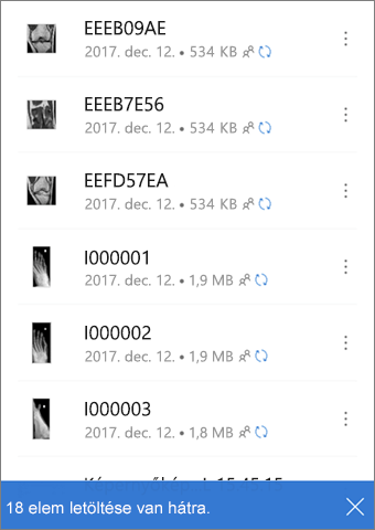 A letöltésre váró fájlokat jelző felhasználói felületi szöveg