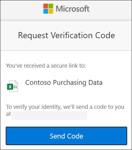 A OneDrive külső megosztási kód kérési ablaka