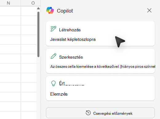 Képernyőkép a képletoszlopok hozzáadásáról az Excel Copilot használatával.