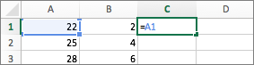 Example of using a cell reference in a formula