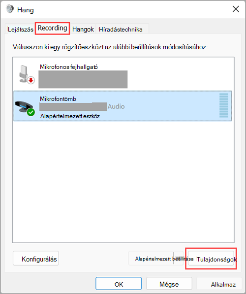 Hozzáférhet a hangbemeneti eszköz tulajdonságaihoz a Windows 11 Hangbeállításokban.