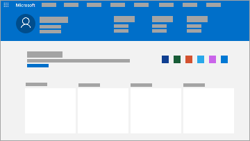 A Microsoft-fiók irányítópultjának kezdőlapját ábrázoló kép