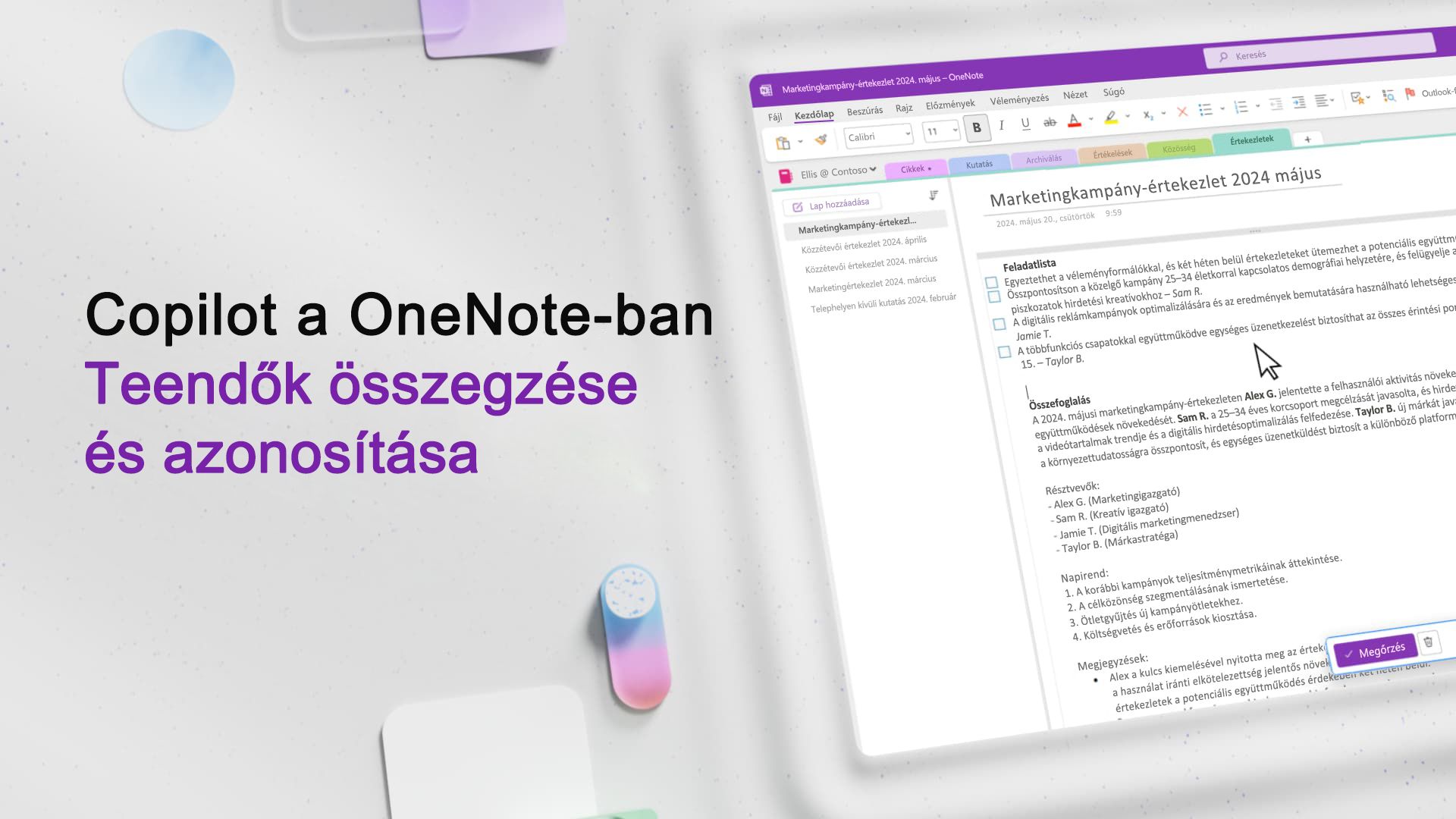 Videó: Teendők összegzése és azonosítása Copilottal a OneNote-ban