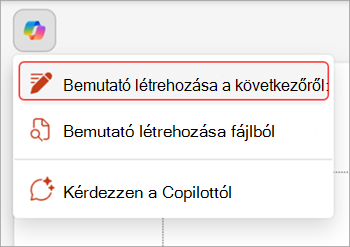 Képernyőkép a PowerPoint-dia fölött látható Copilot-gombról.