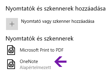 A jegyzetfüzet helyének kiválasztására szolgáló menü a Windows 10 OneNote-ban
