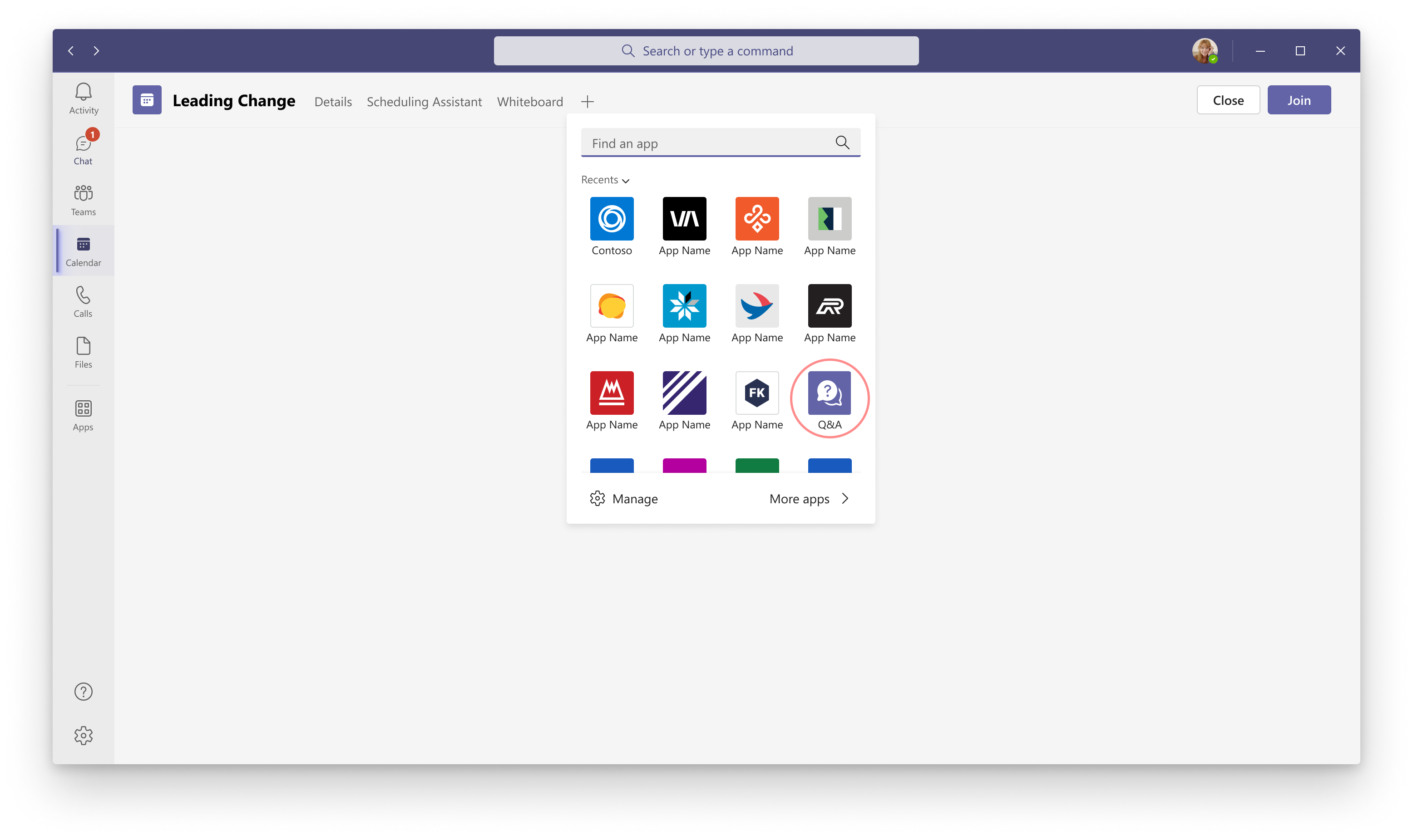 Képernyőfelvétel a felhasználói felületi alkalmazás ikonnal egy listában