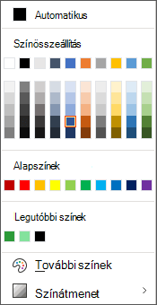 Az Office 365 színek párbeszédpanelje