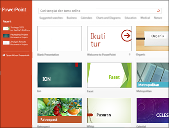 Layar mulai PowerPoint 2013