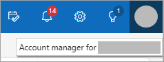 Cuplikan layar Manajer akun di Outlook di web
