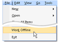 Perintah Bekerja Offline pada menu File