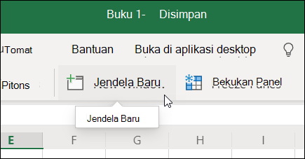 Perintah Jendela Baru pada pita di Excel untuk web