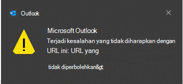 Outlook Terjadi kesalahan yang tidak diharapkan