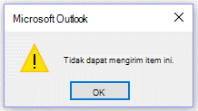 Pesan kesalahan Microsoft Outlook, Tidak dapat mengirim kali ini.