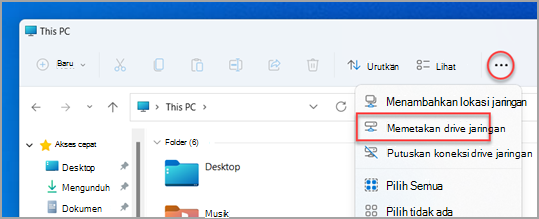 Tempat menemukan Map Network Drive di Windows 11 File Explorer