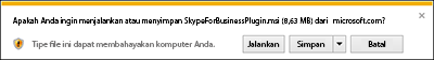 Pilih Jalankan di bagian bawah jendela browser untuk menginstal plug-in Skype for Business Web App