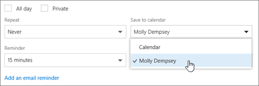 Cuplikan layar menu Simpan ke kalender.