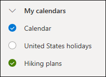 Cuplikan layar kotak centang di samping kalender