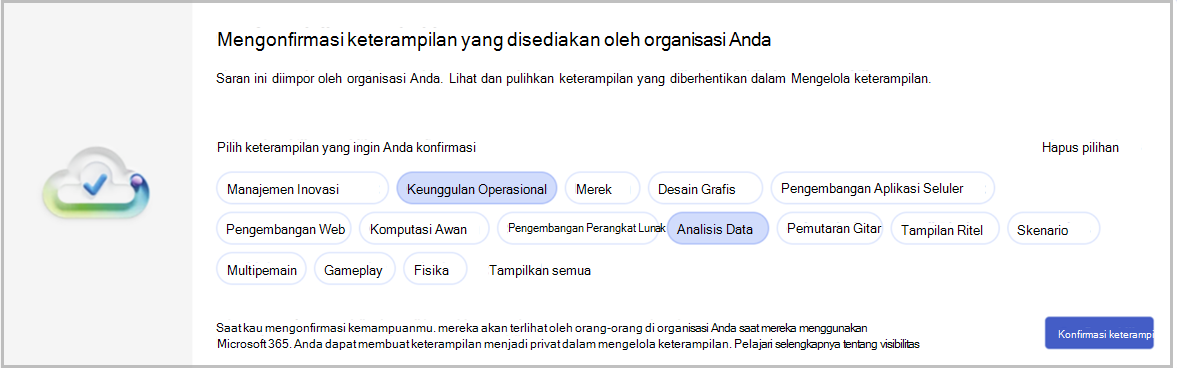 Daftar saran yang diimpor oleh organisasi Anda yang memiliki opsi untuk mengonfirmasi.