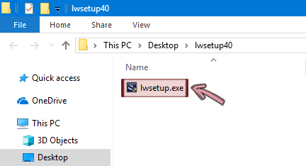 Klik ganda lwsetup.exe mulai menginstal add-in LiveWeb.