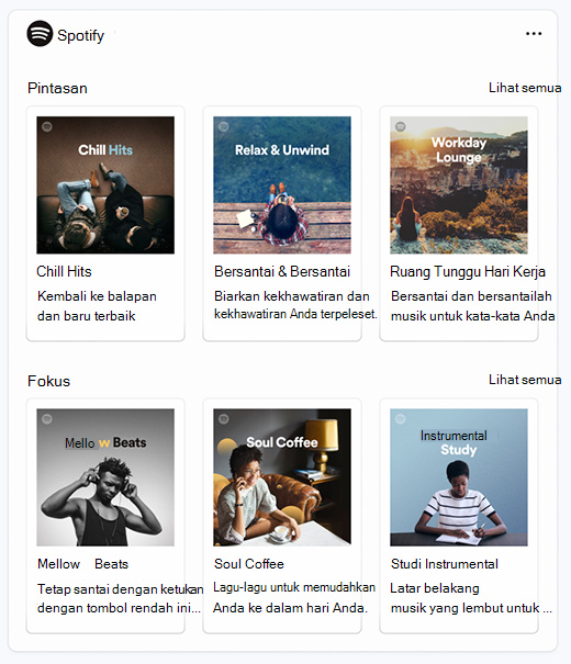 Cuplikan layar aplikasi Jam dengan opsi audio sekitar dari Spotify.
