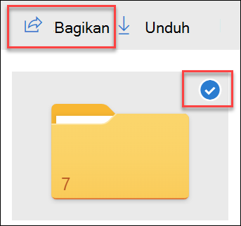 Gambar folder dalam folder OneDrive opsi Bagikan.