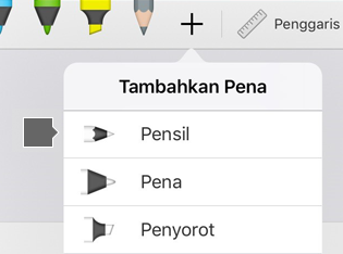 Galeri pena di Office untuk iPad dan iPhone menyertakan tekstur pensil