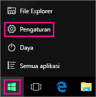 Masuk ke Pengaturan dari Mulai di Windows 10