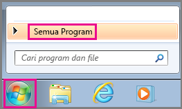 Cari aplikasi Office menggunakan Semua Program di Windows 7