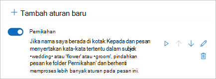 Gunakan tombol alih untuk menonaktifkan atau mengaktifkan aturan.