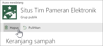 Tombol hapus item Daur Ulang SharePoint Online