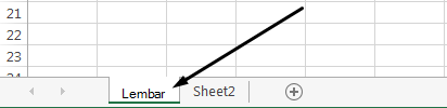 Excel kerja berada di bagian bawah jendela Excel lembar kerja.