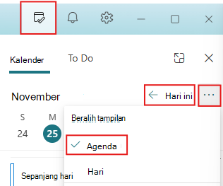 Mengatur panel Hari Saya ke Tampilan "Hari Ini" dan "Agenda"