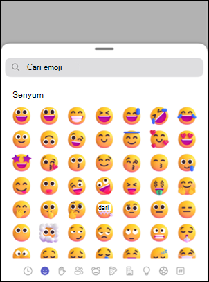 Pemilih reaksi emoji di Teams