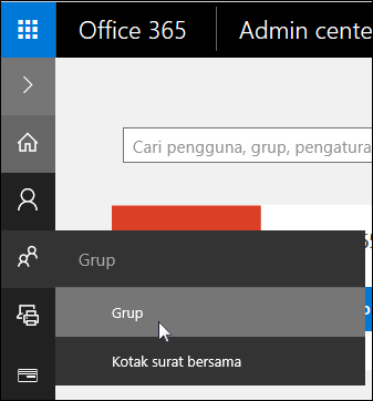 Pilih grup di panel navigasi kiri untuk mengakses grup di penyewa Office 365 Anda