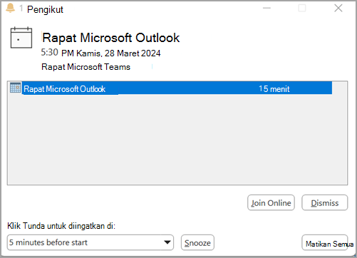 Cuplikan layar pengingat rapat Outlook four.png