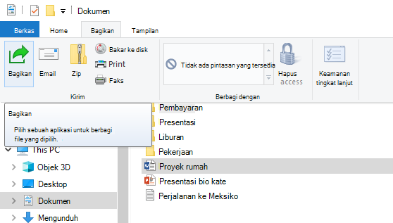 Tempat menemukan tombol Bagikan di File Explorer di Windows 10