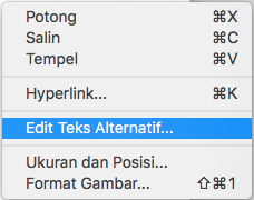 Outlook til Mac Edit Menu Konteks Teks Alt