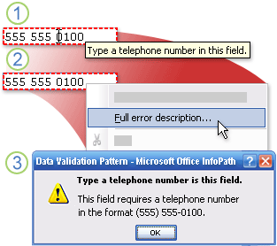 Cara kesalahan validasi data ditampilkan di InfoPath