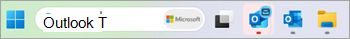 Cuplikan layar Outlook (baru) dan Outlook (klasik) di taskbar