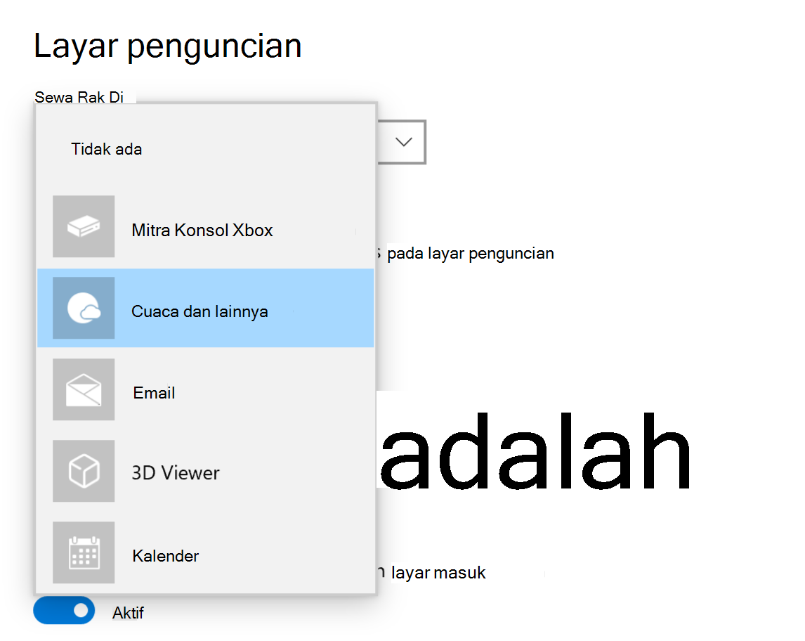 Windows 10 Pengaturan Status Detail Layar Penguncian