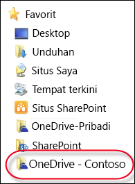 Folder OneDrive for Business tersinkronkan di File Explorer