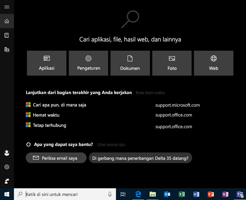 Pencarian di Windows 10