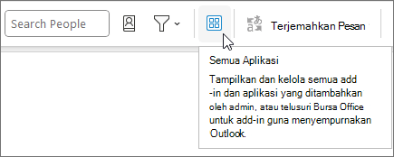 Ikon Semua Aplikasi pada tata letak pita yang diciutkan di Outlook di Windows.