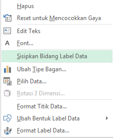 Bidang perintah Sisipkan Label Data pada menu klik kanan