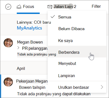 Menandai email di Outlook di web