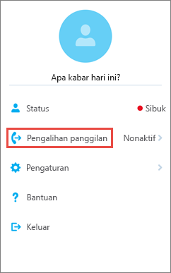 Opsi penerusan panggilan layar beranda Skype for Business untuk iOS